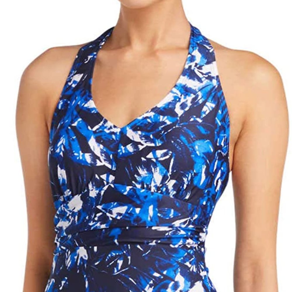 Speedo Womens One Piece Halter Swimsuit (Blue, Large … Gem